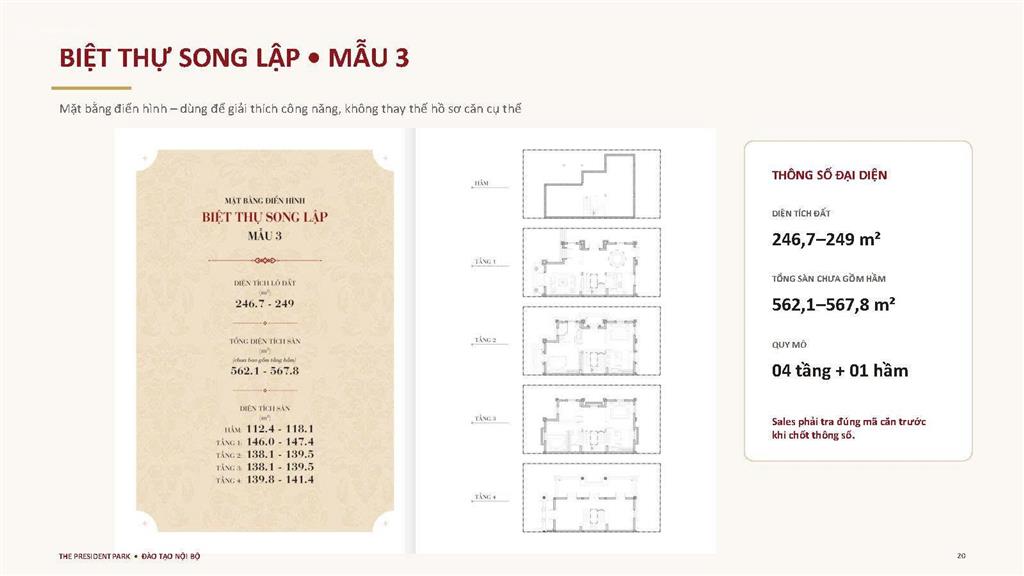 Chiết khấu đến 9% sở hữu biệt thự song lập 249m2 tại the president park
