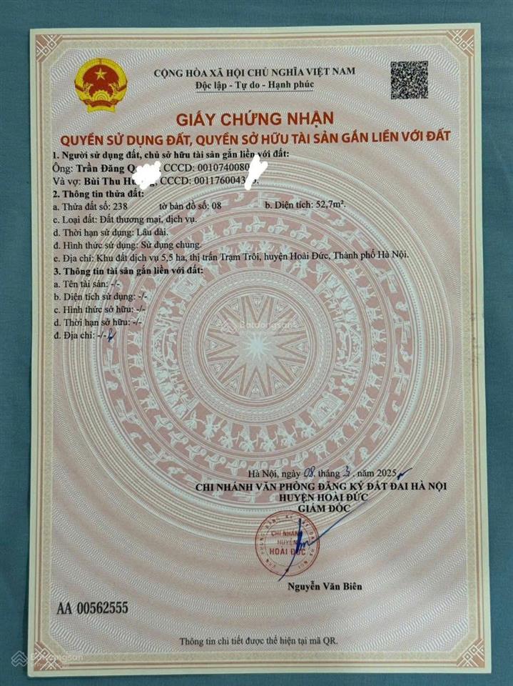 Bán gấp đất dịch vụ tt trạm trôi, vị trí kinh doanh đẹp