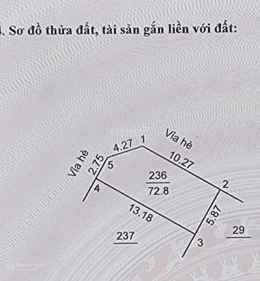 Bán gấp lô góc sổ đỏ riêng dt 72.8m2 dịch vu tt trôi lideco