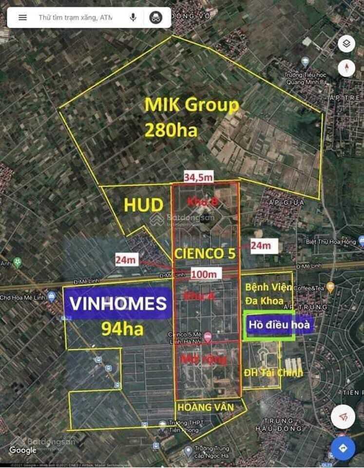 Hiếm có bán đất dãy lk06 sổ đỏ lâu dài 100m2 kđt cienco5 mê linh hà nội
