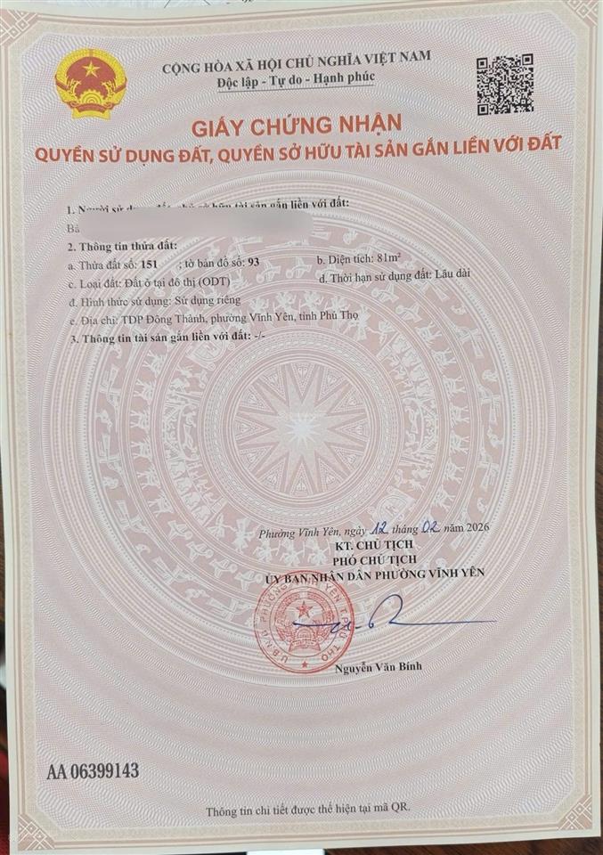 Bán gấp lô đất 81m2 gần viện 109, đã có sổ, giá chỉ 2.45 tỷ có thương lượng.  0963 066 ***