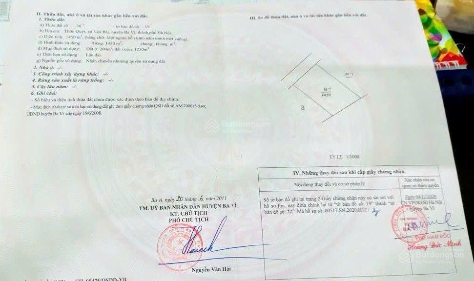 Bán đất đẹp xuất sắc tại đường 87a, yên bài, ba vì, 15 tỷ, 1500 m2