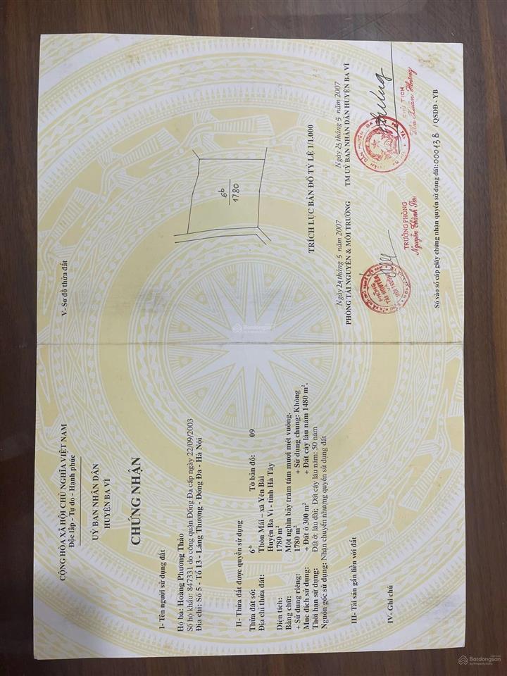 Bán lô đất nghỉ dưỡng víp, yên bài, ba vì, hà nội 7 triệu / m2, 1780 m2 đẹp, nhiều tiện ích