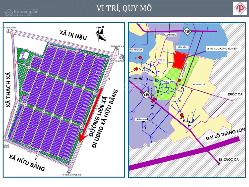 Bán đất cụm cn hữu bằng thạch thất, dt 1000m2. ký trực tiếp cđt,  0962 147 ***