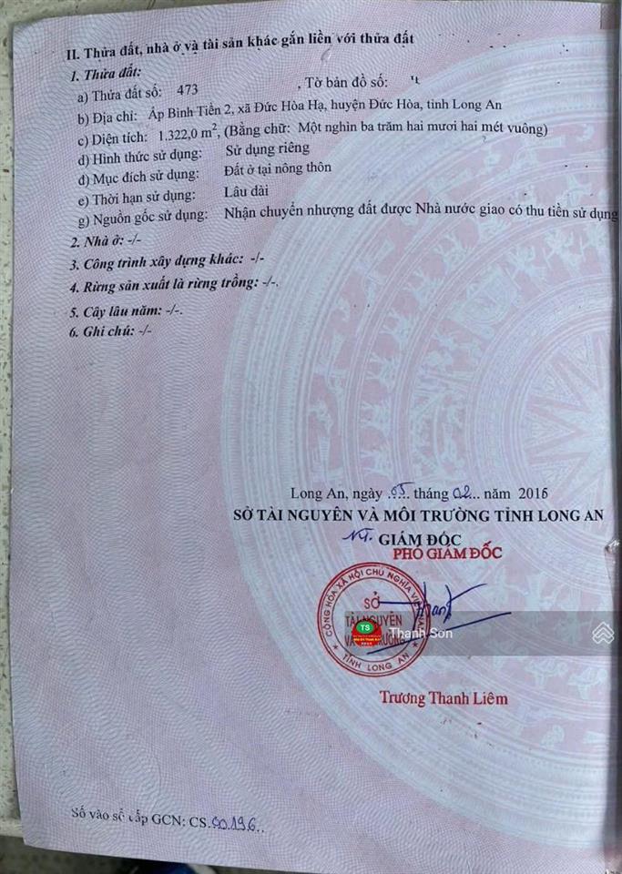 Bán đất thổ cư 1500m2 đường tư lửa ngay kcn hải sơn