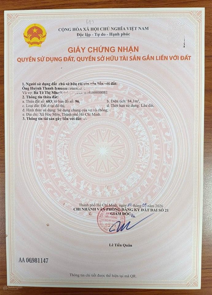 Bán 84m2 đất thổ cư đường trung mỹ tân xuân