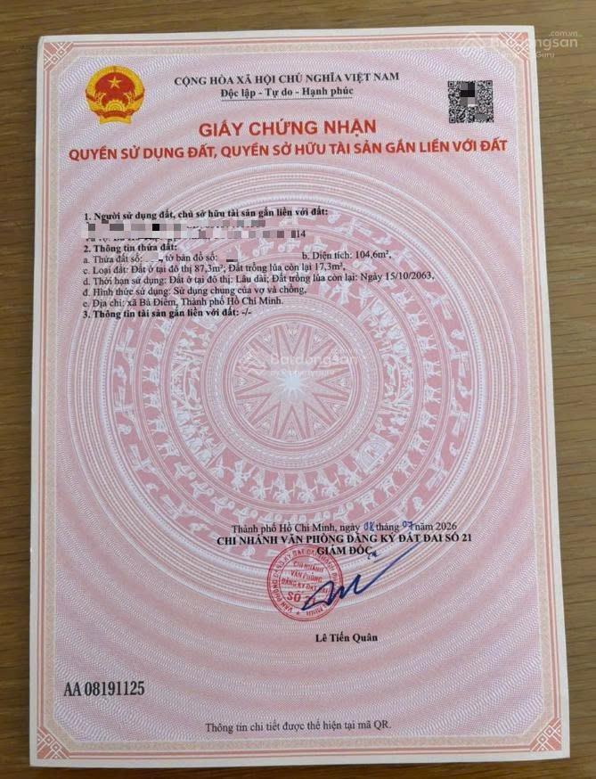 Bán 105m2 đất shr đường xtt 27 cách phan văn hớn khoản 30m (1 sẹc)
