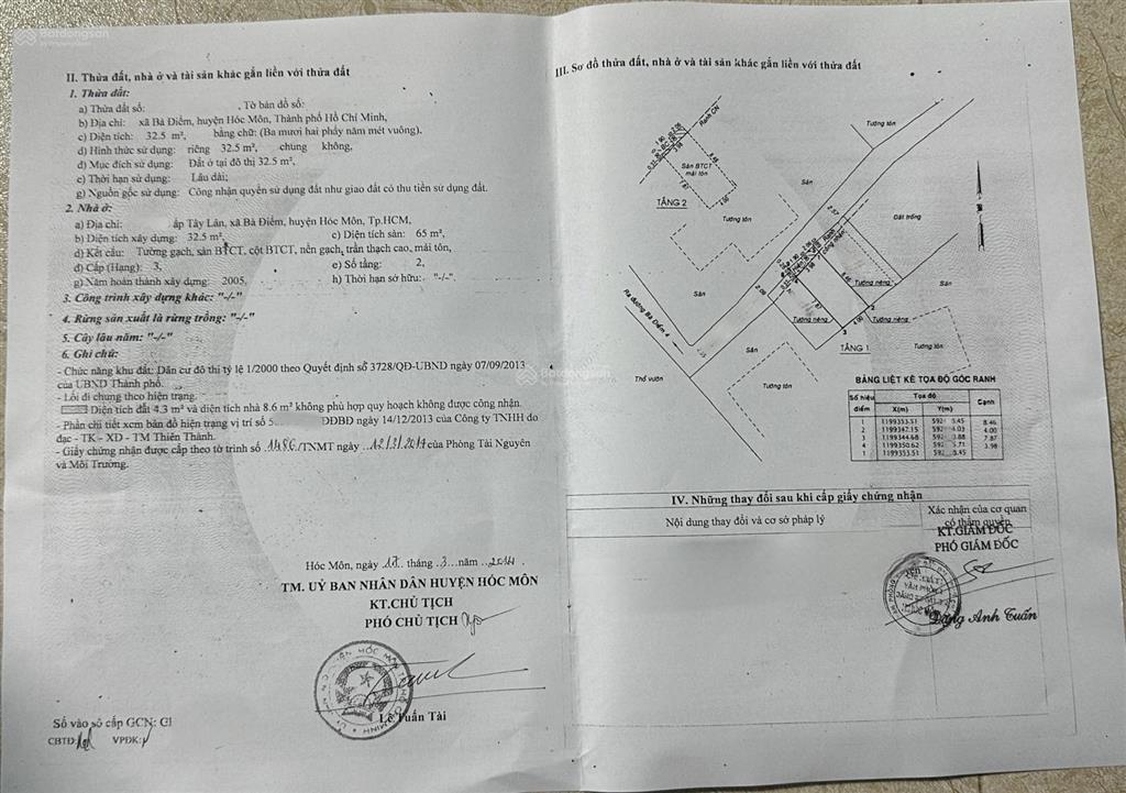 Bán nhà 2 tầng  3 phòng ngủ sổ hồng riêng  gần chợ bà điểm