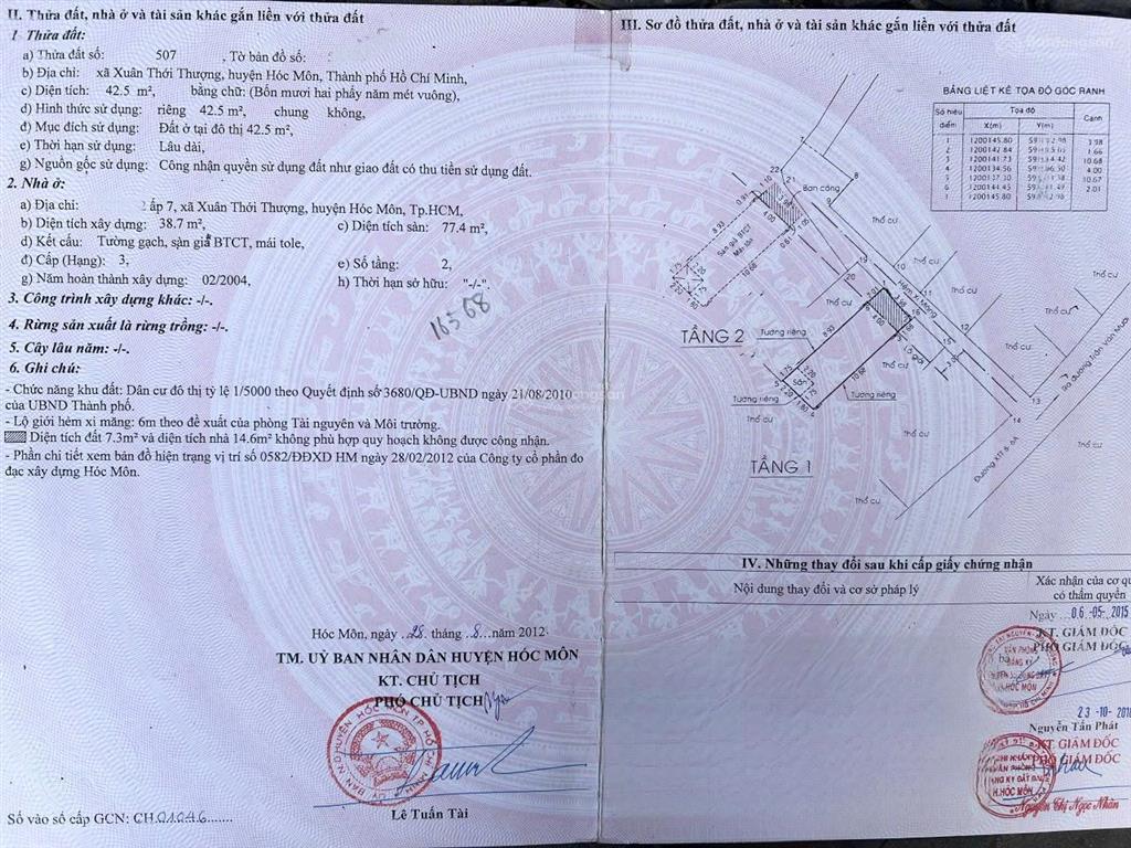 Bán nhà trệt, 1 lầu sổ hồng riêng gần chợ đại hải