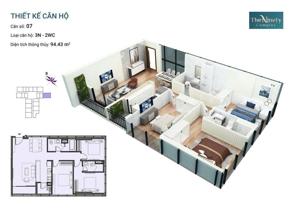 Chỉ từ 3 tỷ căn góc hiếm 3pn the ninety complex đường láng | nhận nhà ở ngay