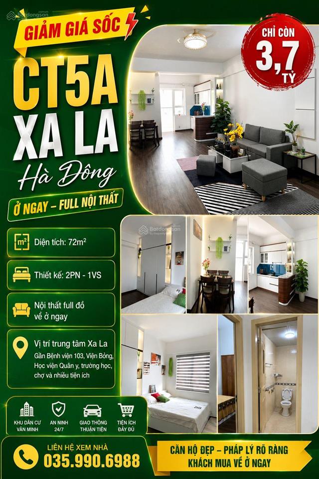 Giảm giá sốc căn hộ 2pn ct5a kđt xa la chỉ còn 3,7 tỷ!