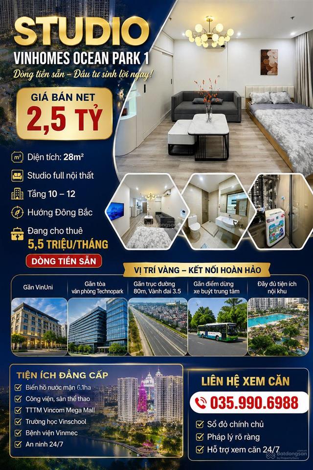 Bán căn studio vinhomes ocean park 1 gia lâm