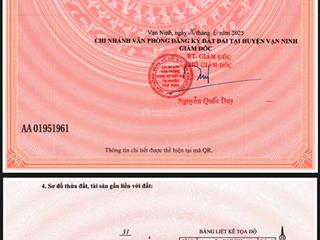 Bán đất vạn phước vạn ninh khánh hòathửa 66. tờ 19..dt 189.6 ngang 6.68m.giá chỉ 12.5tr/m