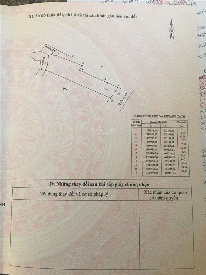 Thửa 291 tờ 44 bán đất thôn xuân tự 2. lô góc 2 mặt tiền, mặt tiền ql1a và đường đất bên hông 3m