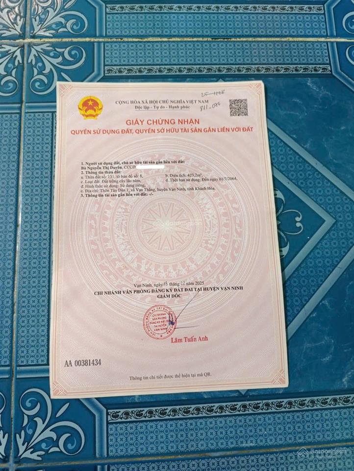 Bán đất thôn tân dân . mặt tiền ql1a