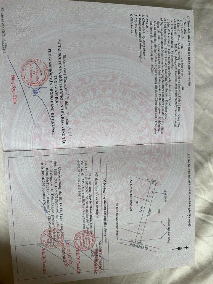 Siêu phẩm sau Công Viên Hắc Dịch, Phú Mỹ 300M2, Thổ Cư, chỉ 1.4T