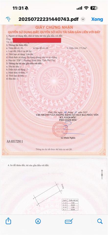 Chính chủ tôi cần bán miếng đất băng 2 đường trường chinh xuân hoà phúc yên