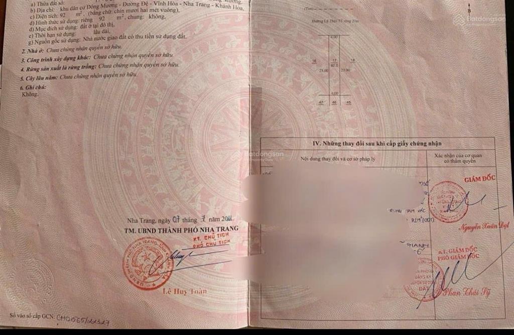 Siêu phẩm 3 lô liền kề mặt tiền lý thái tổ rộng 20m hòn xện, nha trang 276m ngang 12m giá 85tr/m