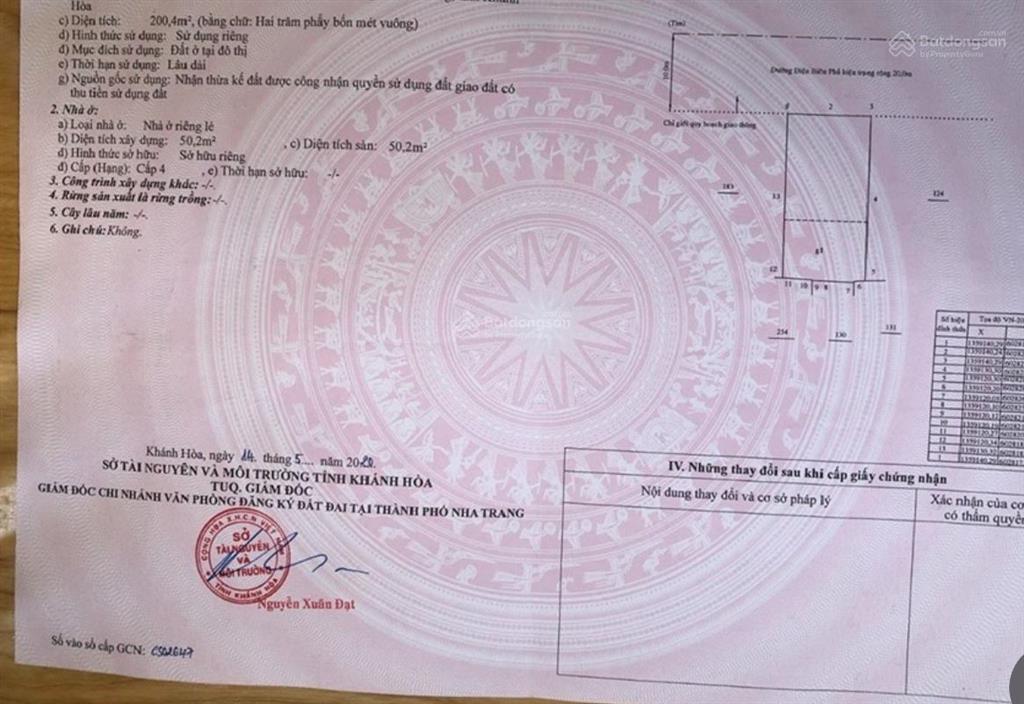 Đất mặt tiền đường điện biên phủ 200,4m ngang 10m cách biển 750m đối diện trường học giá 24tỷ