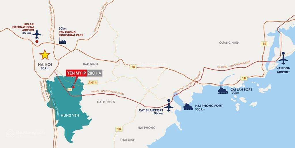 Bán đất kcn diện tích 11,5ha tại khu công nghiệp yên mỹ ii, tỉnh hưng yên. giá bán từ 127135$/m2.