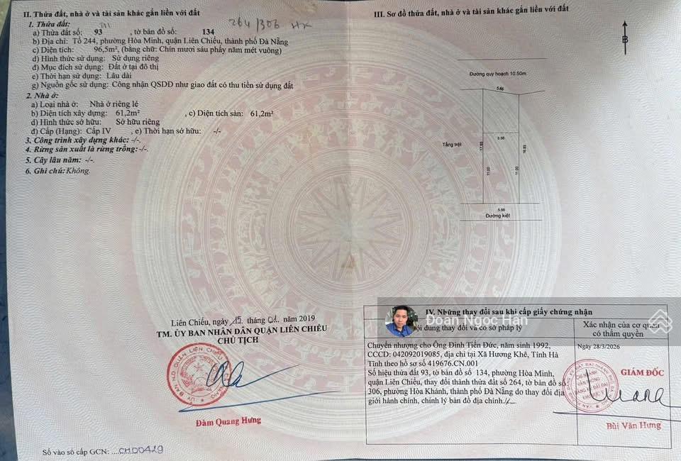 Chỉ nhỉnh 6 tỷ có ngay đất 2mt đường 10m5 siêu thoáng rộng, vị trí trung tâm ngay bến xe đà nẵng