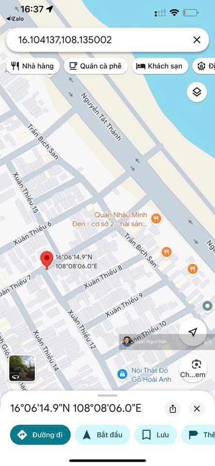 Hàng đẹp hòa hiệp nam 124m đất ở đô thị, sổ riêng sử dụng lâu dài  góc 2 mt thông biển ntt
