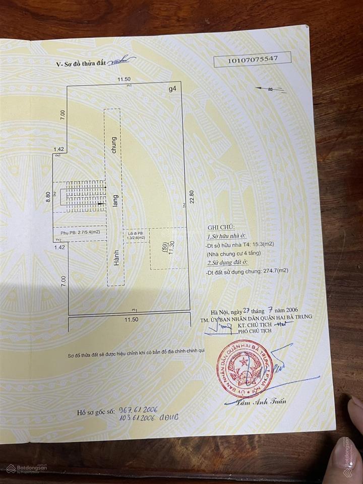 1.15 tỷ  sổ đỏ riêng  tập thể nguyễn công trứ  hai bà trưng + sổ đỏ 16m2