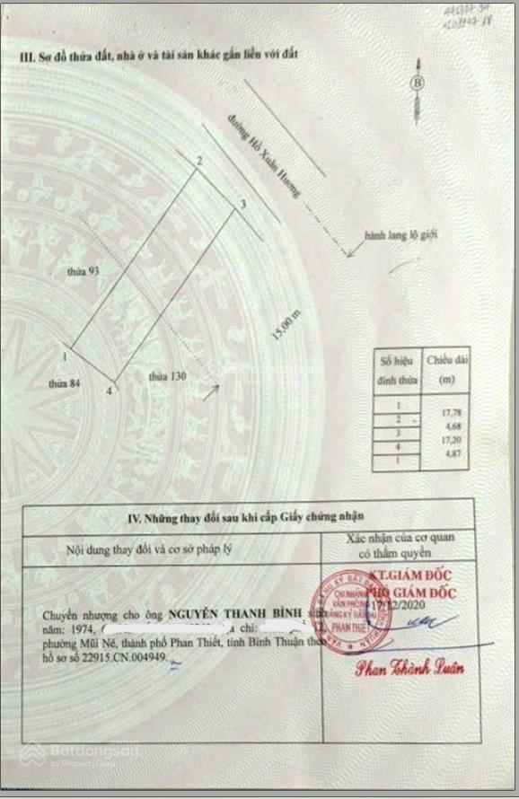 Bán đất thổ cư 83,4m² khu phố 13, phường mũi né, tp. phan thiết  sổ hồng riêng, sở hữu lâu dài