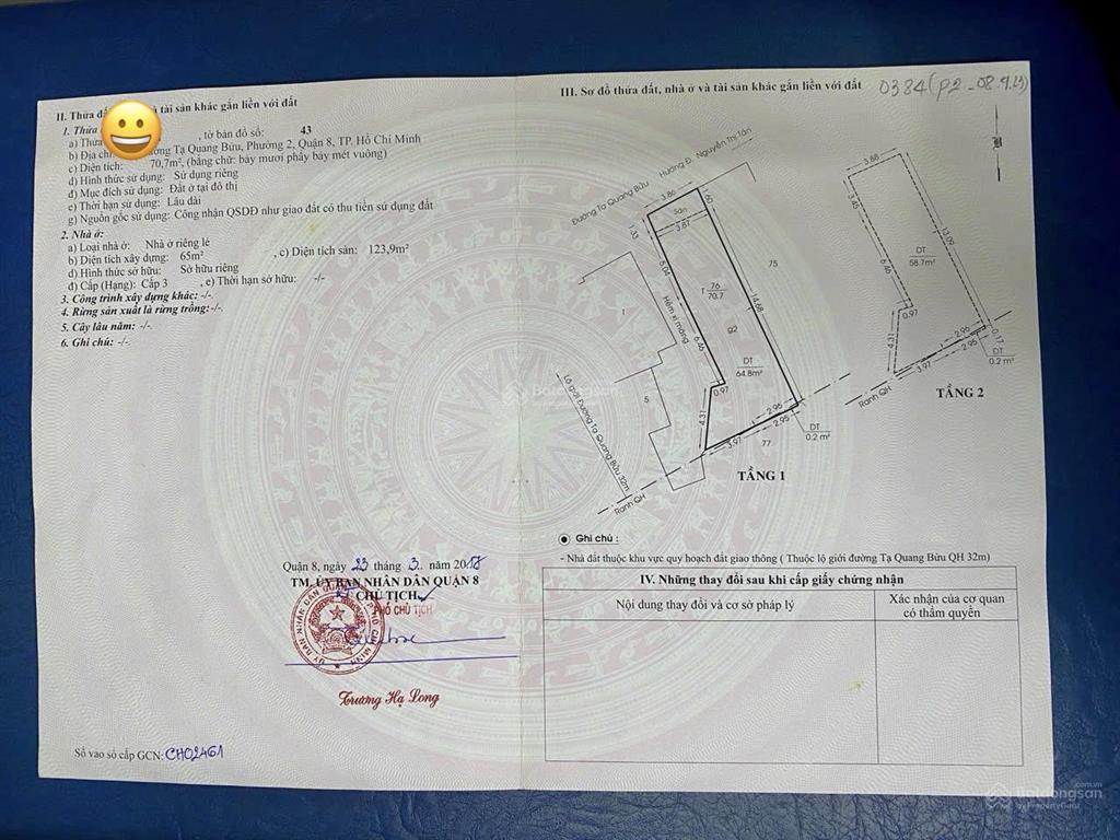 Bán nhà mt đường tạ quang bửu p2 q8, dt 3.9x16m, trệt + lầu