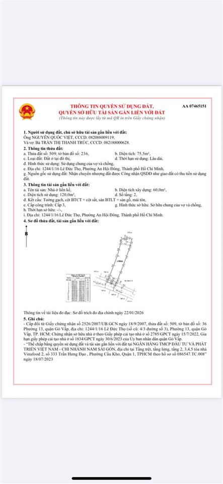 Chính chủ 1244/1/16 lê đức thọ, gò vấp (gần kênh tham lương)