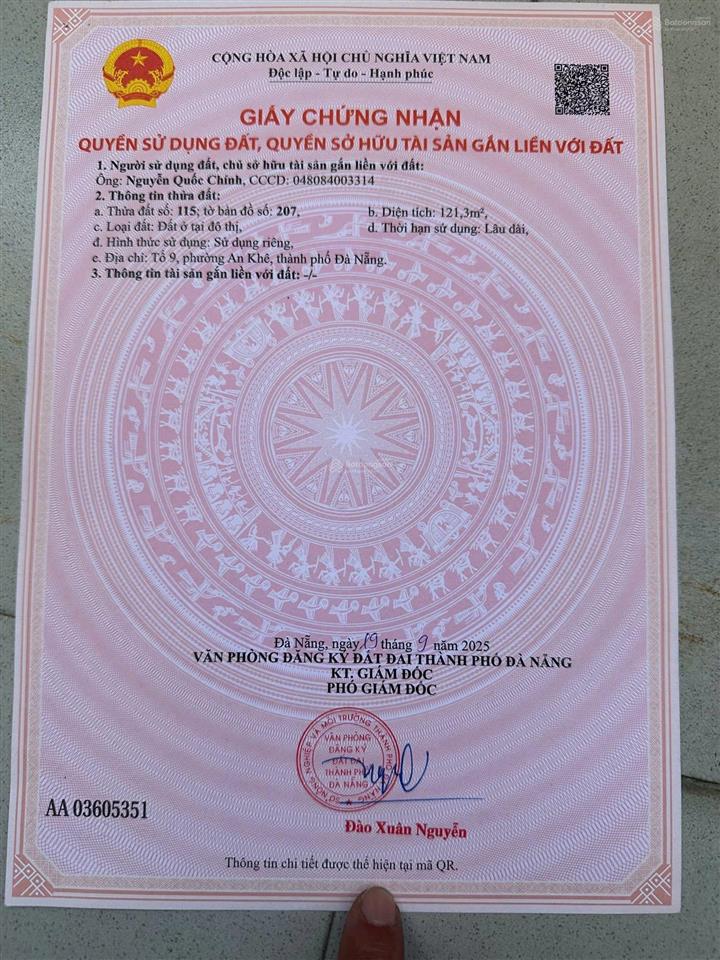 Lô đất kiệt tôn đản nối dài ngay ubnd phường an khê
 dt 121m2 (ngang 5m)