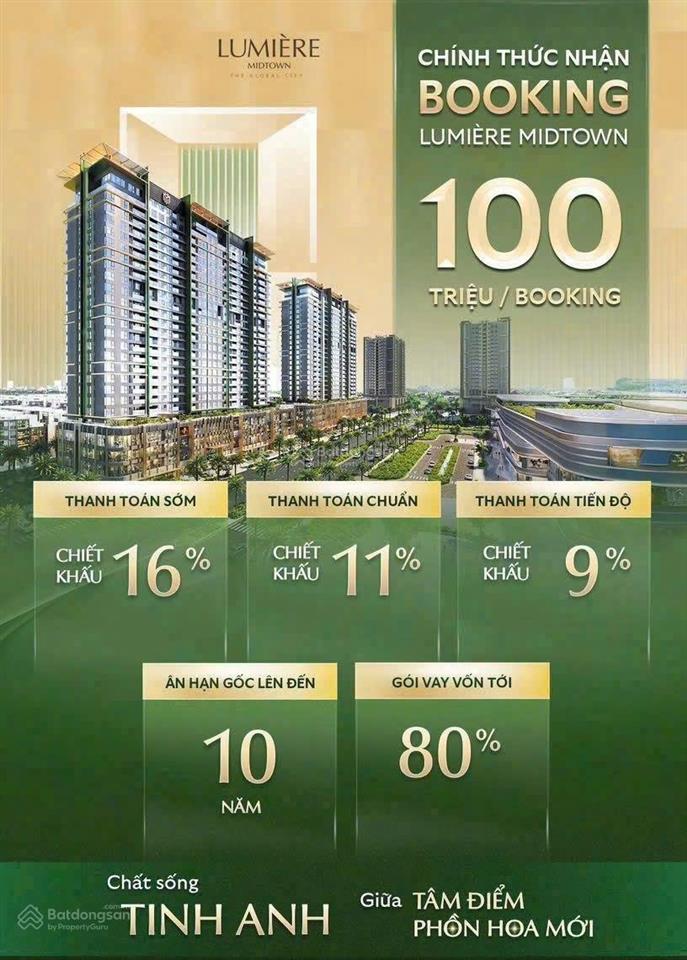 Bán 1 căn duy nhất lumiere midtown 2pn giá đầu tư 9,4 tỷ all in, view kênh đào và bến du thuyền