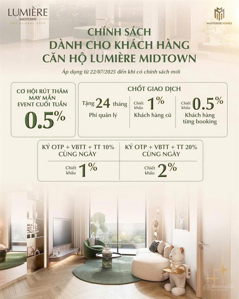 Bán 1 căn duy nhất lumiere midtown 2pn giá đầu tư 9,4 tỷ all in, view kênh đào và bến du thuyền