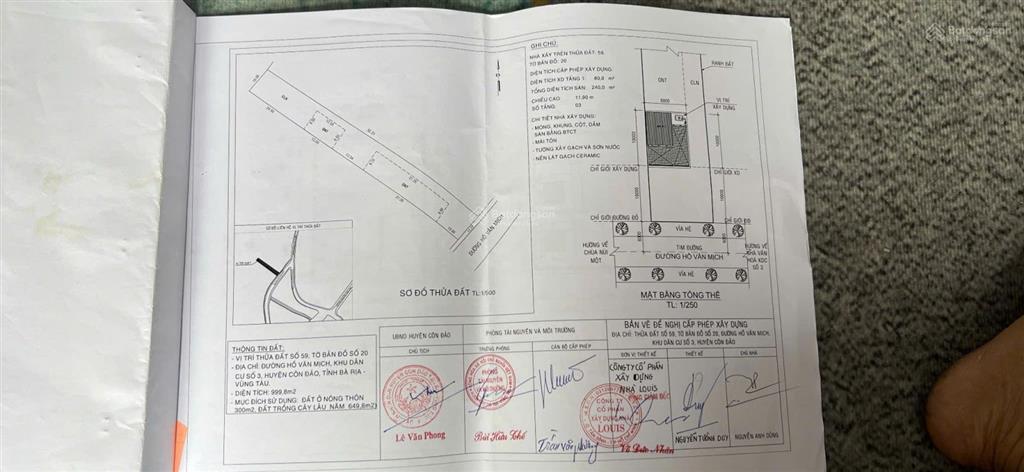 Bán đất mặt tiền 11,7m, 999 m2, 19 tỷ tại hồ văn mịch, thị trấn côn đảo