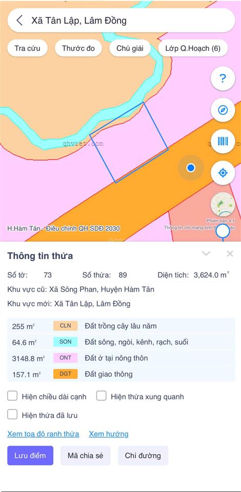 64x55(3624m2) 340m2 thổ cư  mặt tiền đ.ql1a sông phan hàm tân  qũy đất đẹp cho nhà đầu tư