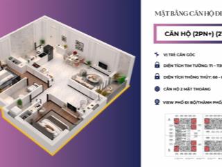 Chuyển nhượng căn góc ngoại khu, 2pn + 2wc 72m2  giá bán 2,55 tỷ(102%)