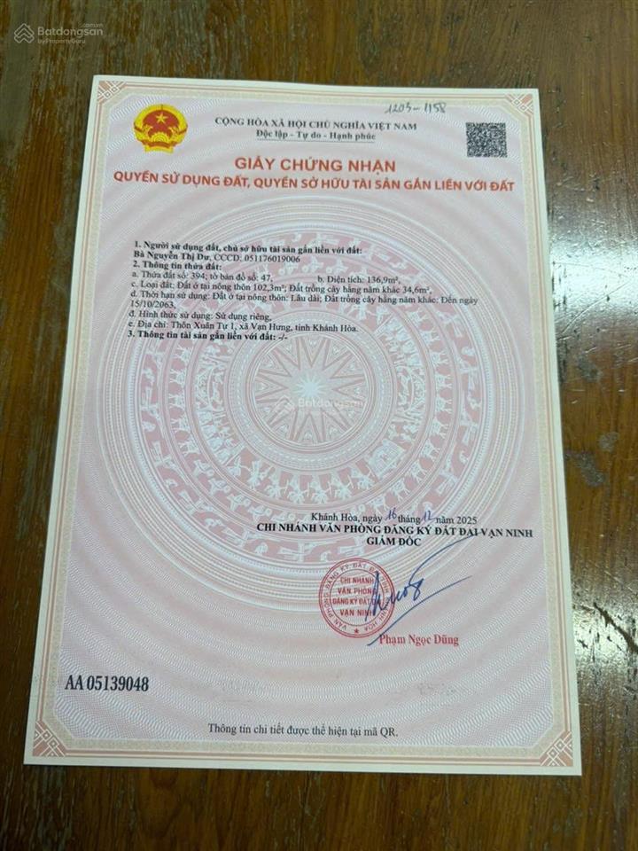 Bán đất giá 13tr tại thôn xuân tự 1, xã vạn hưng, vạn ninh, khánh hoà