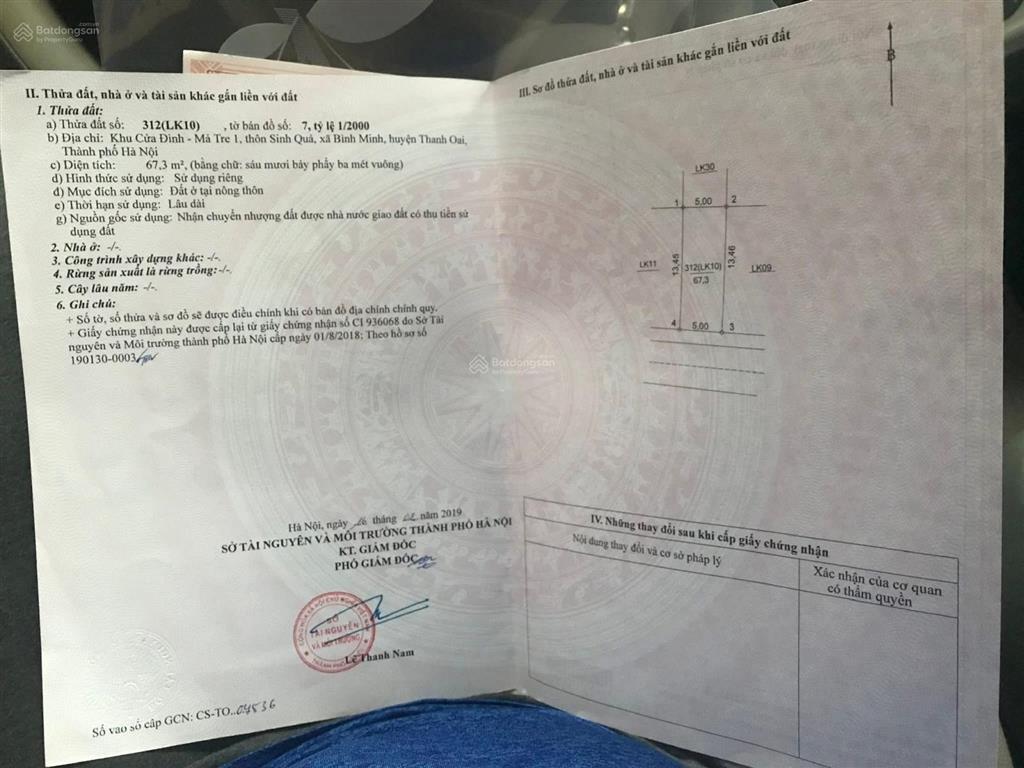 Bán nhà 4 tầng tại đấu giá mả tre . bình minh . thanh oai