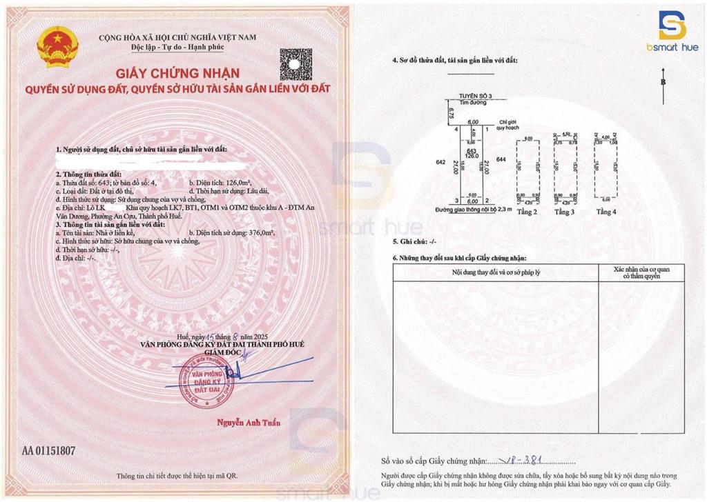 Căn góc 3 mặt tiền đường lớn võ nguyên giáp, cư dân đông, trung tâm tp huế  phù hợp để kinh doanh