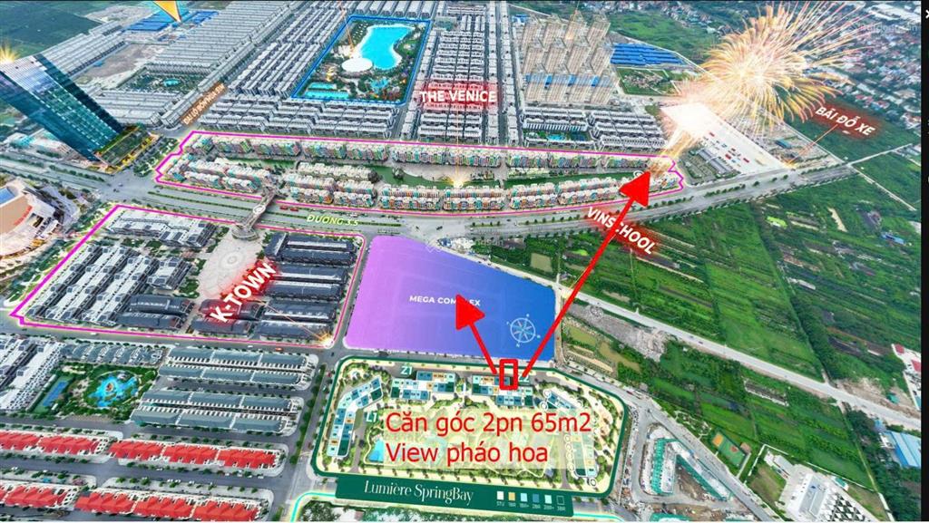 Căn góc 2pn 65m2 lumière springbay, full nội thất, view pháo hoa, nhận nhà 12/2026