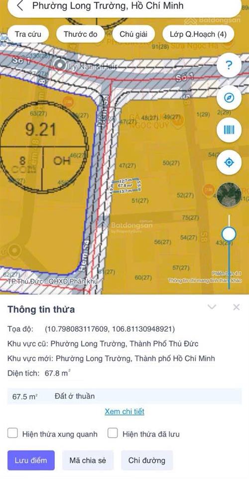 Chỉ 3,8 tỷ sở hữu đất long trường 68m, full thổ cư, đường quy hoạch 12m, ngang 5