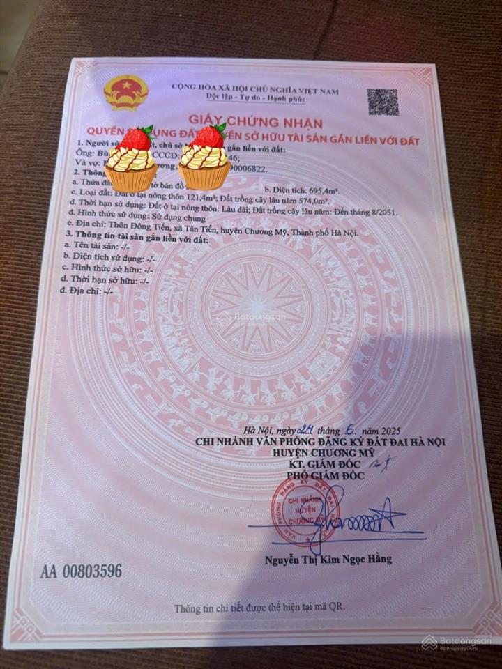 Bán 695m có 121m thổ cư  còn lại cln ở xã xuân mai, chương mỹ, giá hơn 8 tỷ