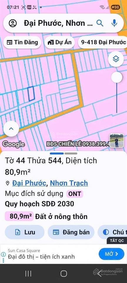 Bán đất phú đông (cũ), đại phước mới, dt 90m2, giá chỉ 1tỷ4, full thổ cư đường xe hơi