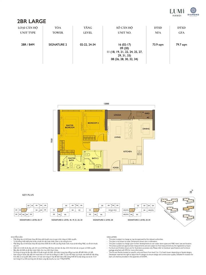 Căn 2pn diện tích lớn 73.8m2 cho anh chị cần mua rộng mà giá tốt