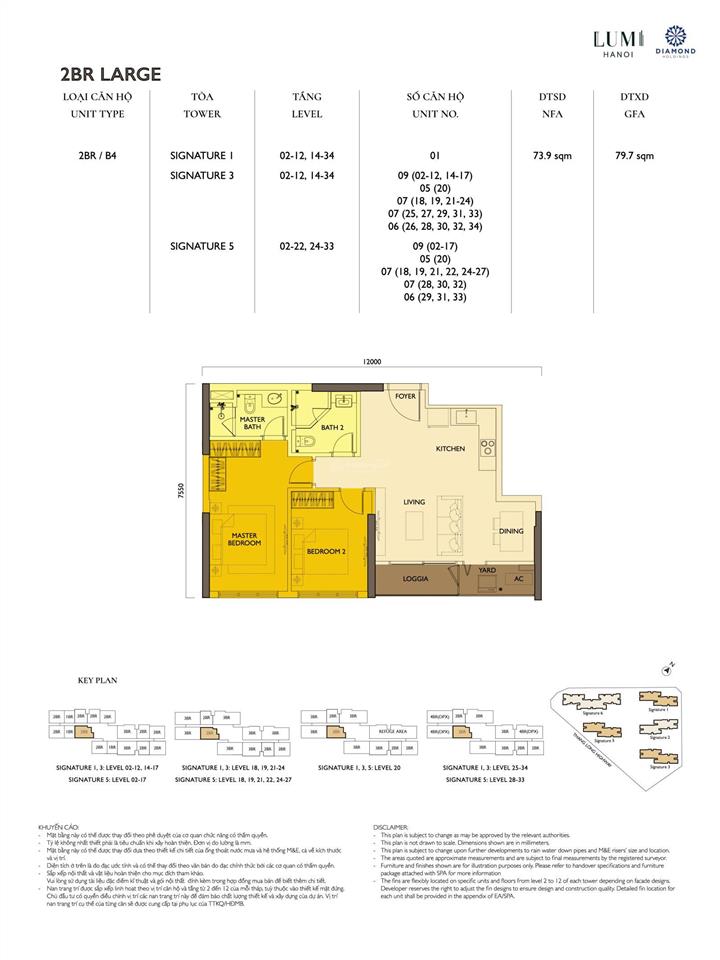 Căn 2pn diện tích lớn 73.8m2 cho anh chị cần mua rộng mà giá tốt