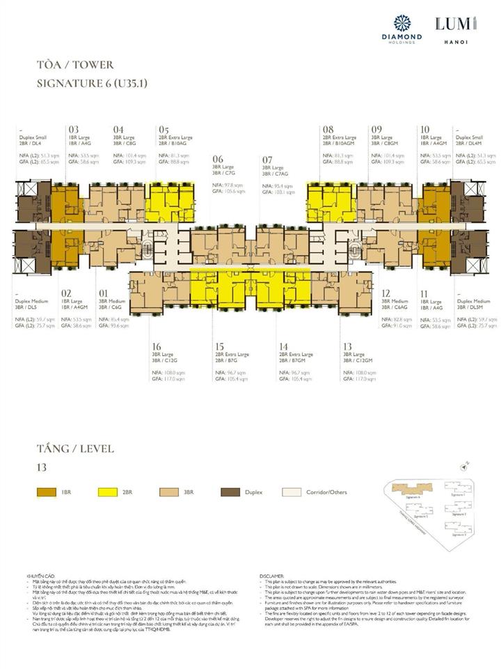 Siêu phẩm 3 phòng ngủ diện tích hợp lý nhất lumi hà nội 96.5m2 giá bán 8.x tỷ
