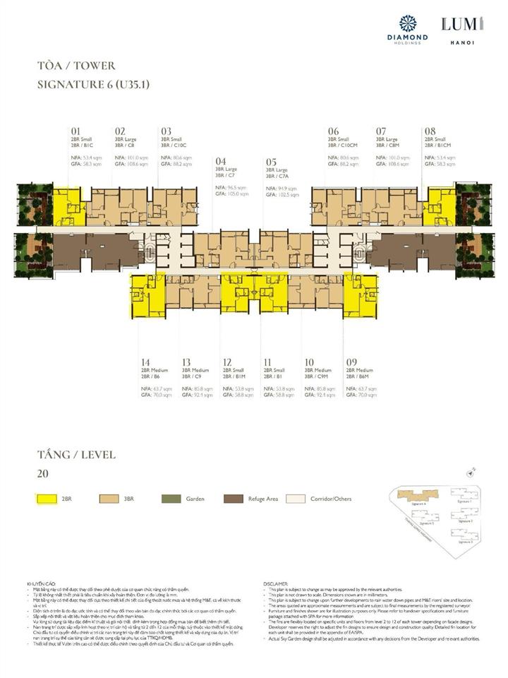 Siêu phẩm 3 phòng ngủ diện tích hợp lý nhất lumi hà nội 96.5m2 giá bán 8.x tỷ