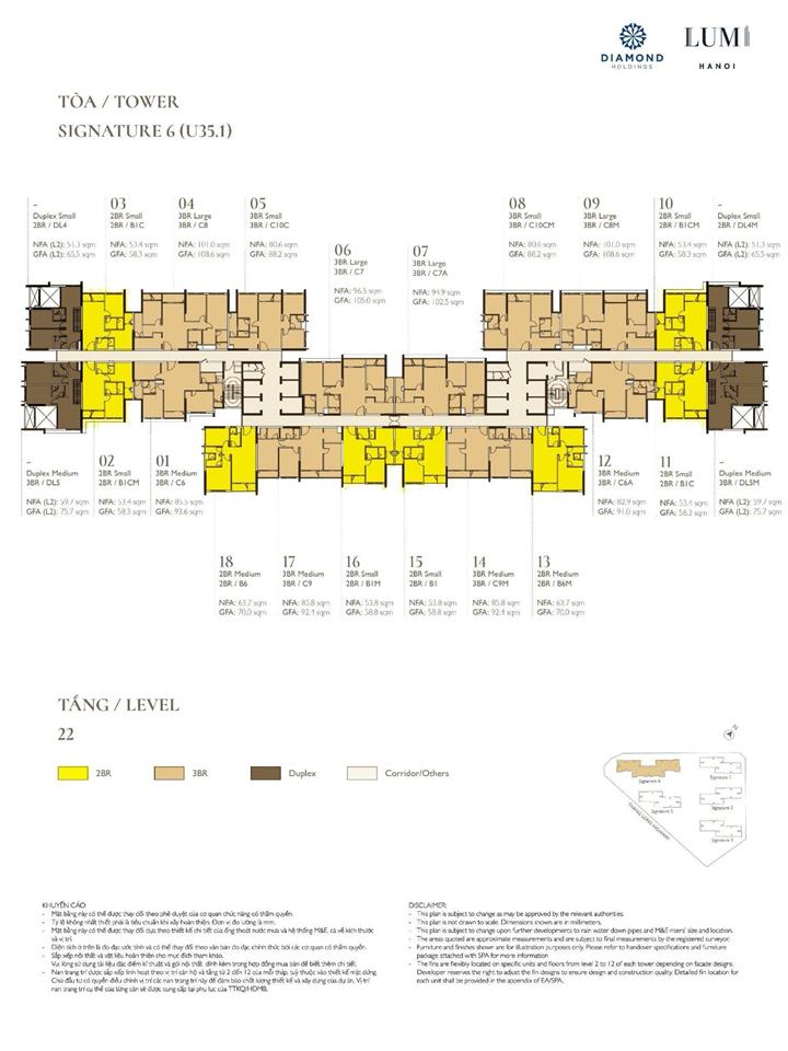Siêu phẩm 3 phòng ngủ diện tích hợp lý nhất lumi hà nội 96.5m2 giá bán 8.x tỷ
