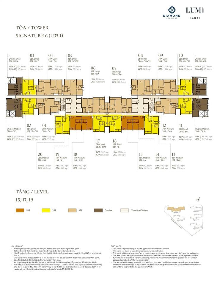 Siêu phẩm 3 phòng ngủ diện tích hợp lý nhất lumi hà nội 96.5m2 giá bán 8.x tỷ