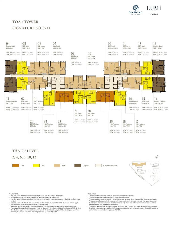 Siêu phẩm 3 phòng ngủ diện tích hợp lý nhất lumi hà nội 96.5m2 giá bán 8.x tỷ